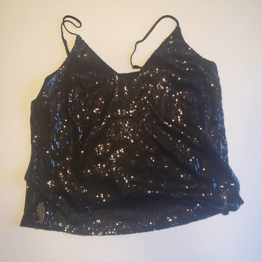 Women's Black Sequined Camisole/Tank - A New Day, Size Small